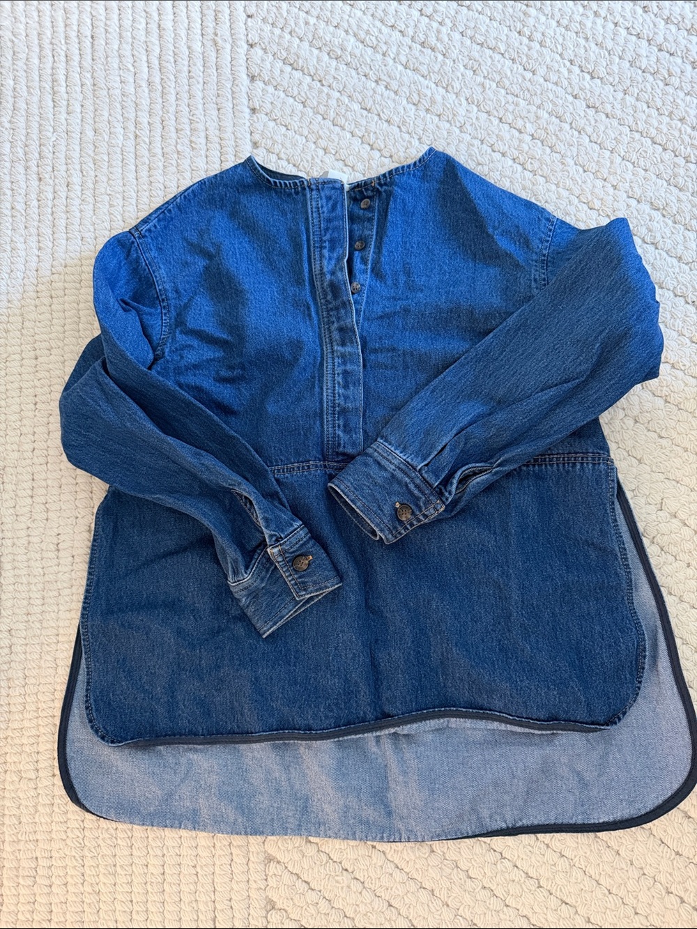 Heavy Denim Pullover Top - Blue Shirt